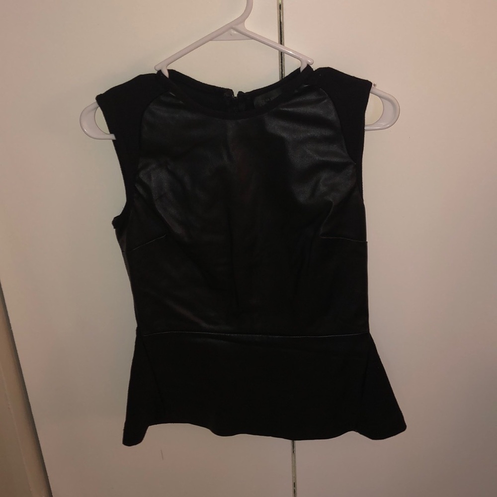 Faux Leather Paneled Peplum